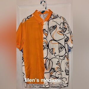 Orange and White Graphic Men's Shirt